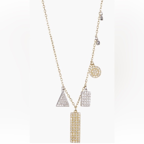 Adornia Jewelry - Gold Plated Sterling Silver Pave Swarovski Crystal Accented Pendant Necklace